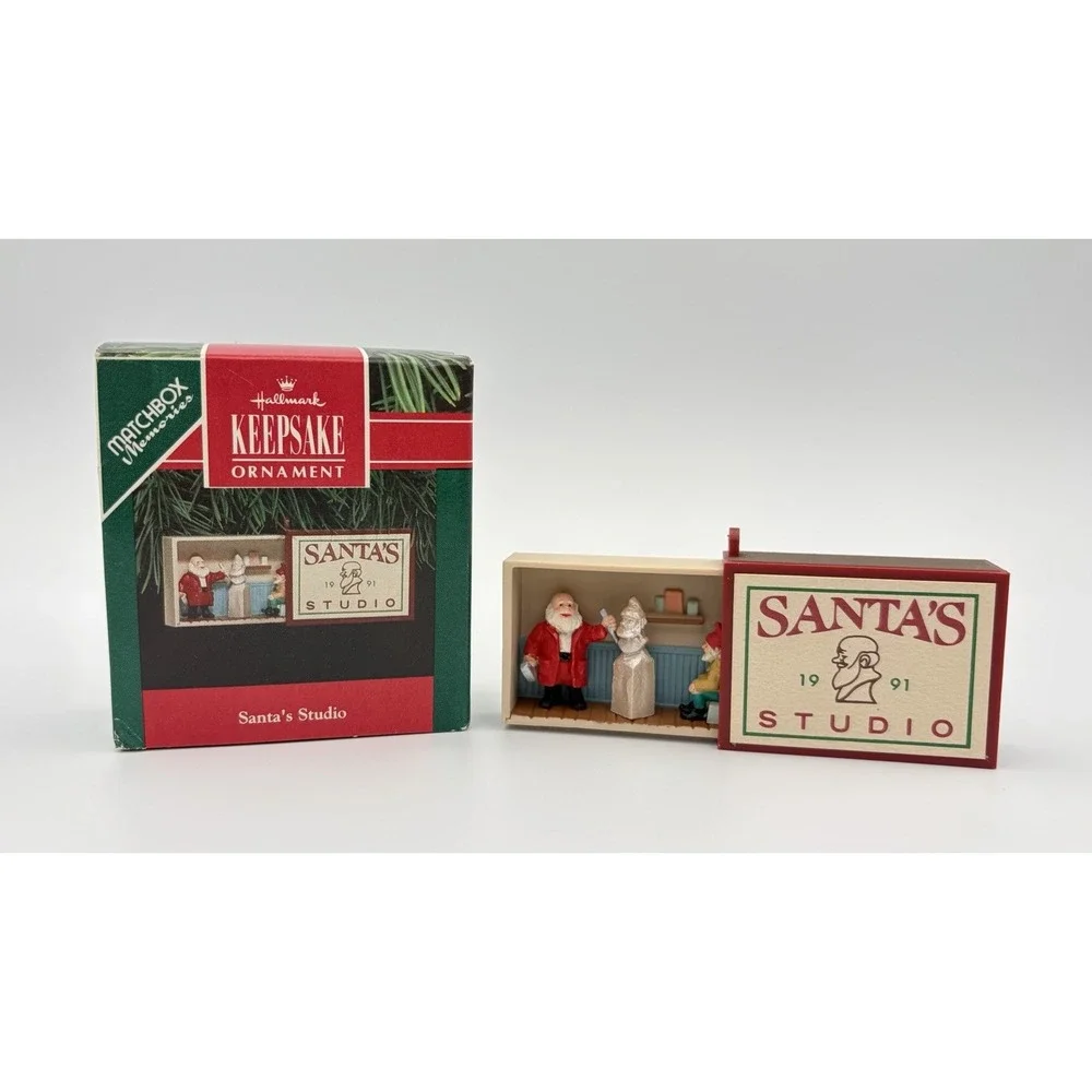 Hallmark Keepsake Ornament 1991 Matchbook Memories Santa's Studio Miniature VTG